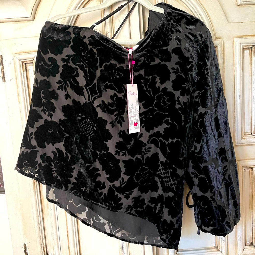 Parker One Shoulder Velvet Blousev